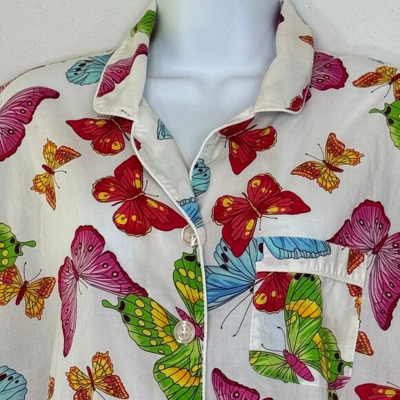 Victorias Secret Y2K Pajama Shirt S Pocket Button Butterfly Whimsy Fairy Summer - Picture 3 of 12